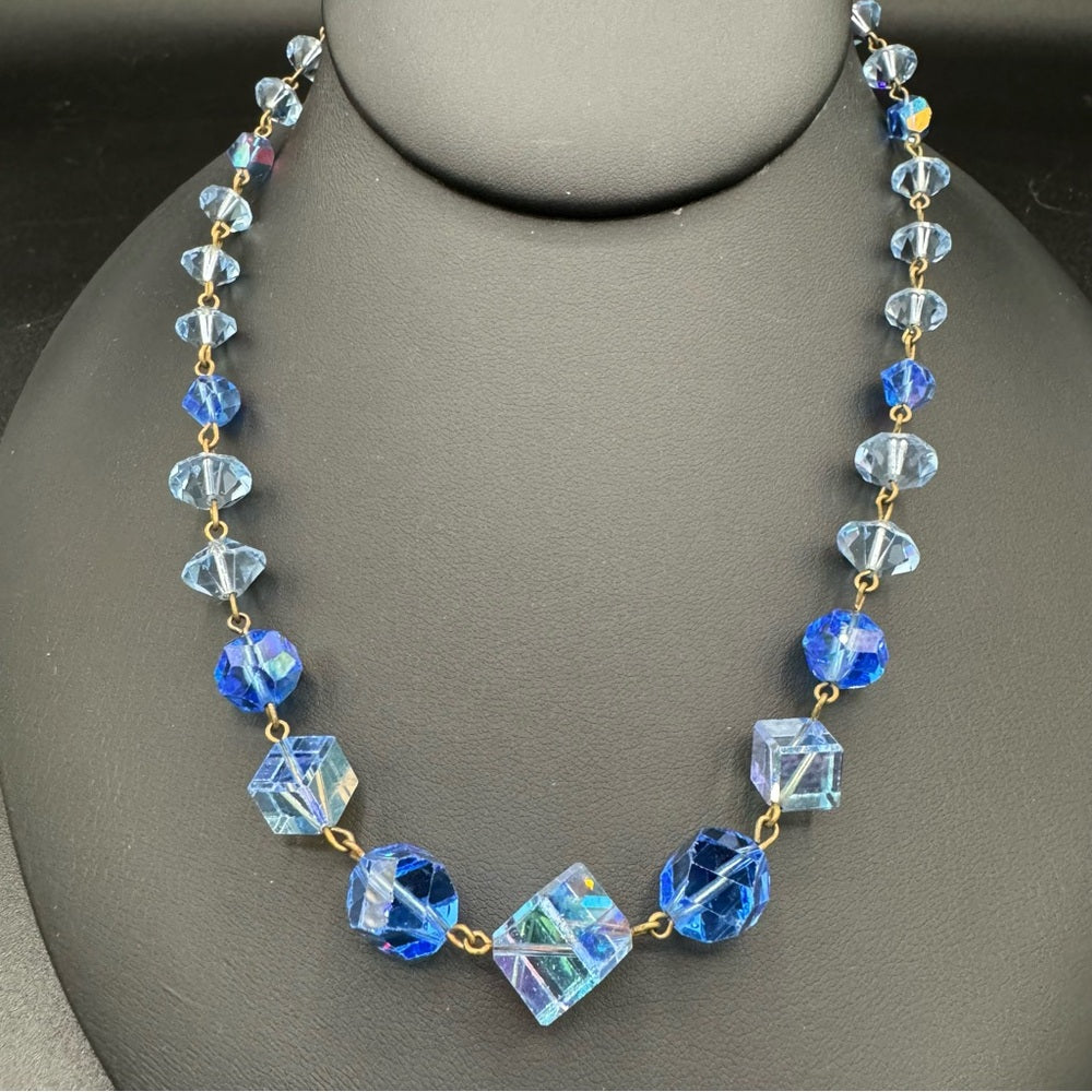 Stunning Blue Vintage Glass Necklace