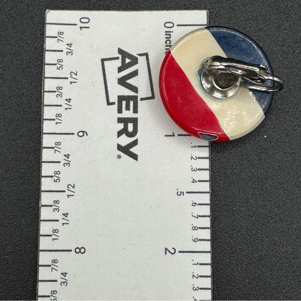 Patriotic Vintage Red White and Blue Enamel Clip On Earrings