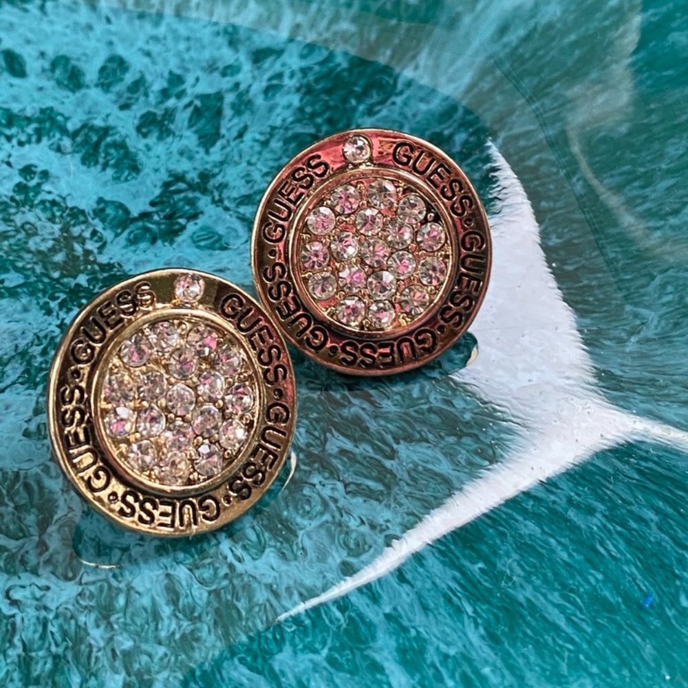 Guess Rhinestone Runway Disc Pierced Earrings