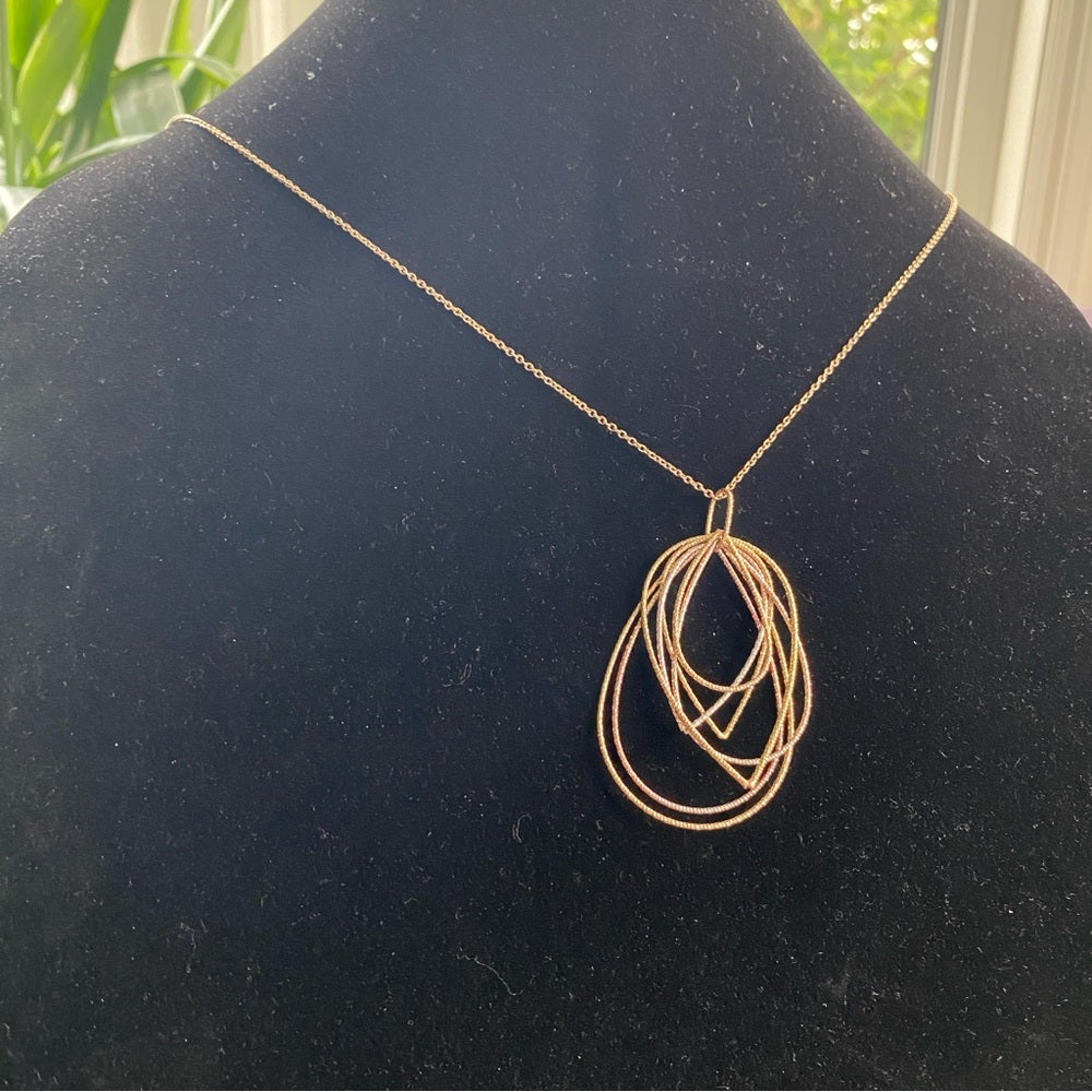 Three Tone Dainty Teardrop Pendant Necklace