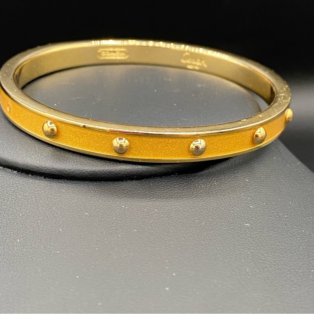 Coach 18K Gold Plated Studded Bangle Bracelet