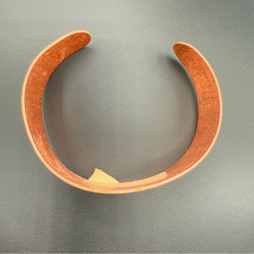 Sue Coleman Copper Cuff Bracelet with Hummingbird Floral Design