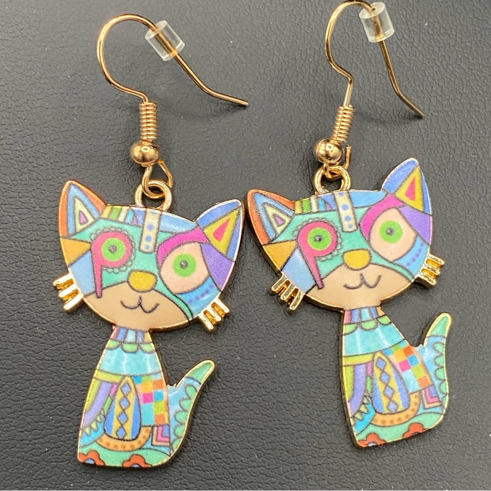 Mosaic Kitty Earrings