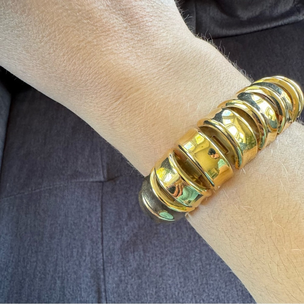 Vintage 1980s Glam Snake Link Chunky Bracelet