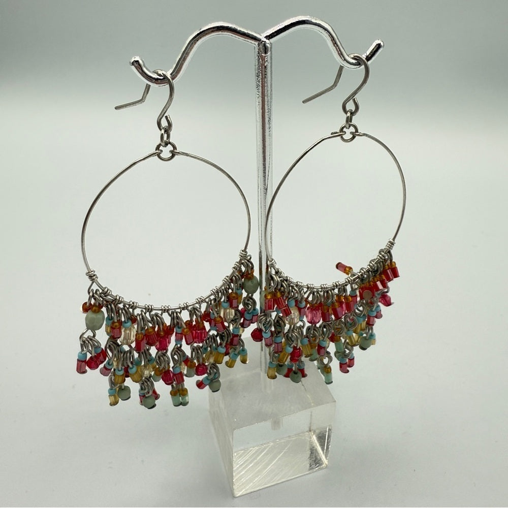 Colorful Beaded Hoop Earrings