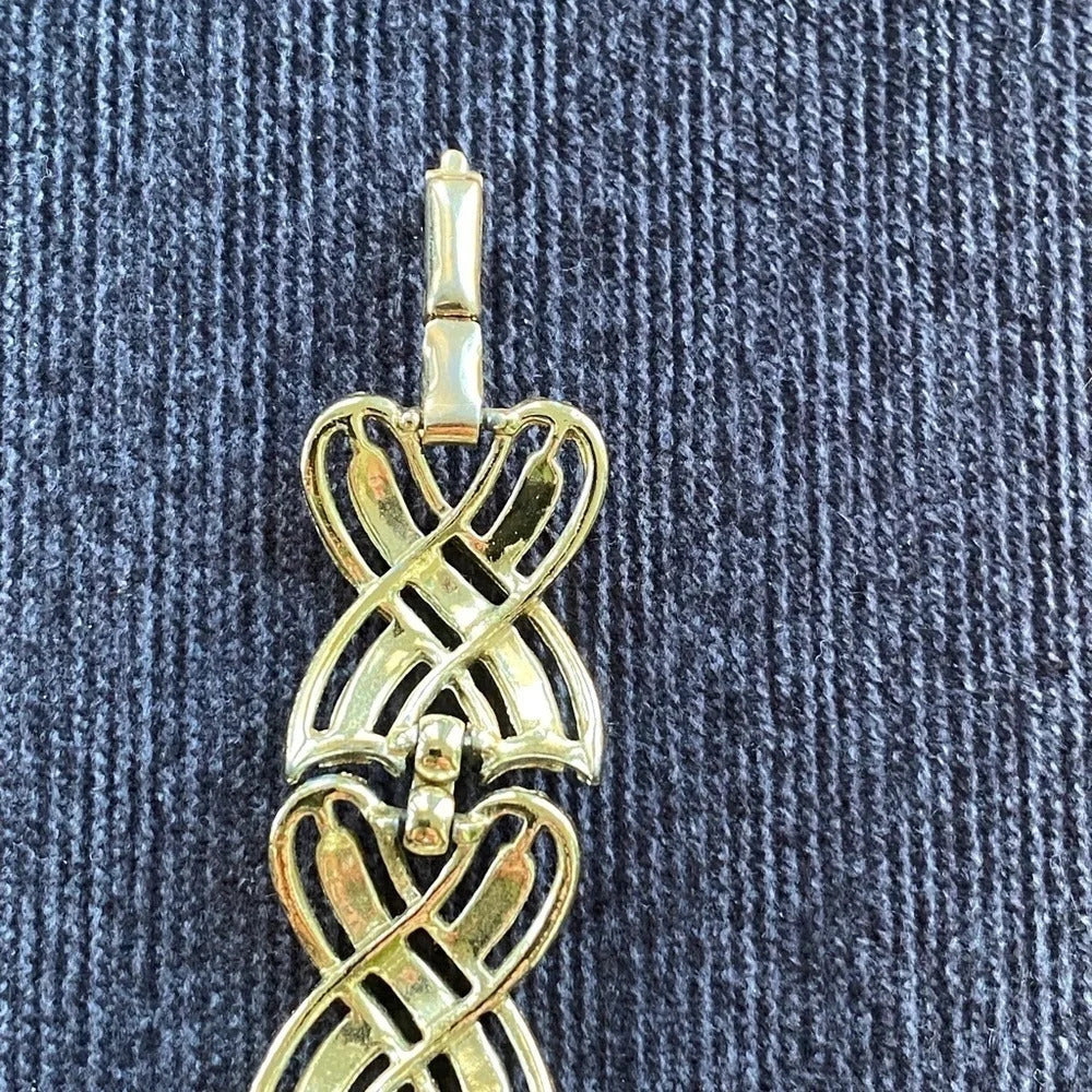 Vintage 80s Gold Tone Braided X Link Bracelet