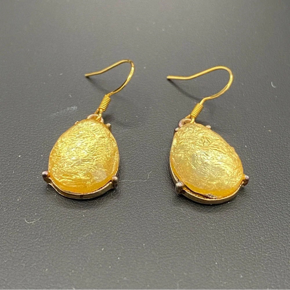 Shimmering Gold Foil Tear Drop Earrings