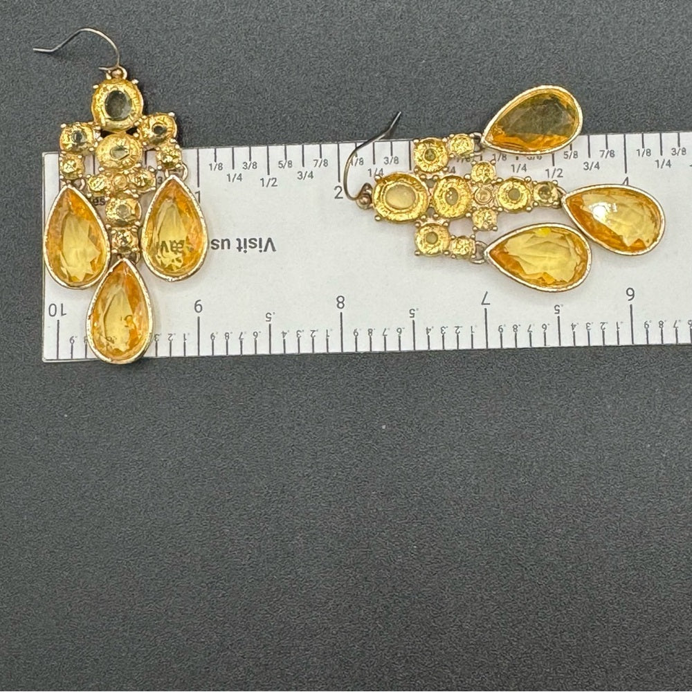 Canary Yellow Citrine Sparkle Earrings Signed Banana Republic