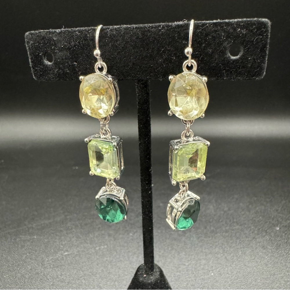 Peridot Green Ombre Rhinestone Drop Earrings