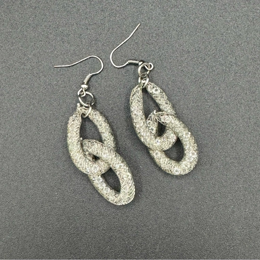 Sparkly Rhinestone Enclosed Mesh Party Earrings