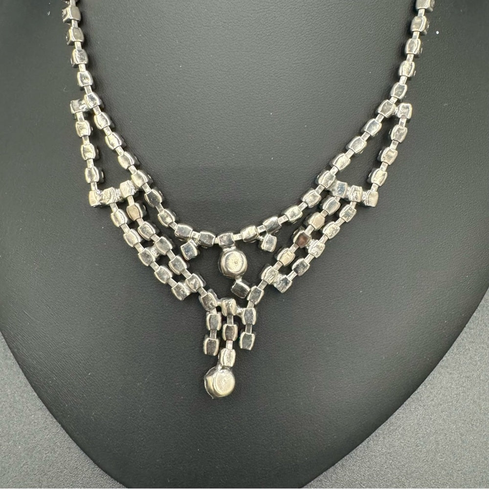 Ornate Rhinestone 1940s Glam Necklace