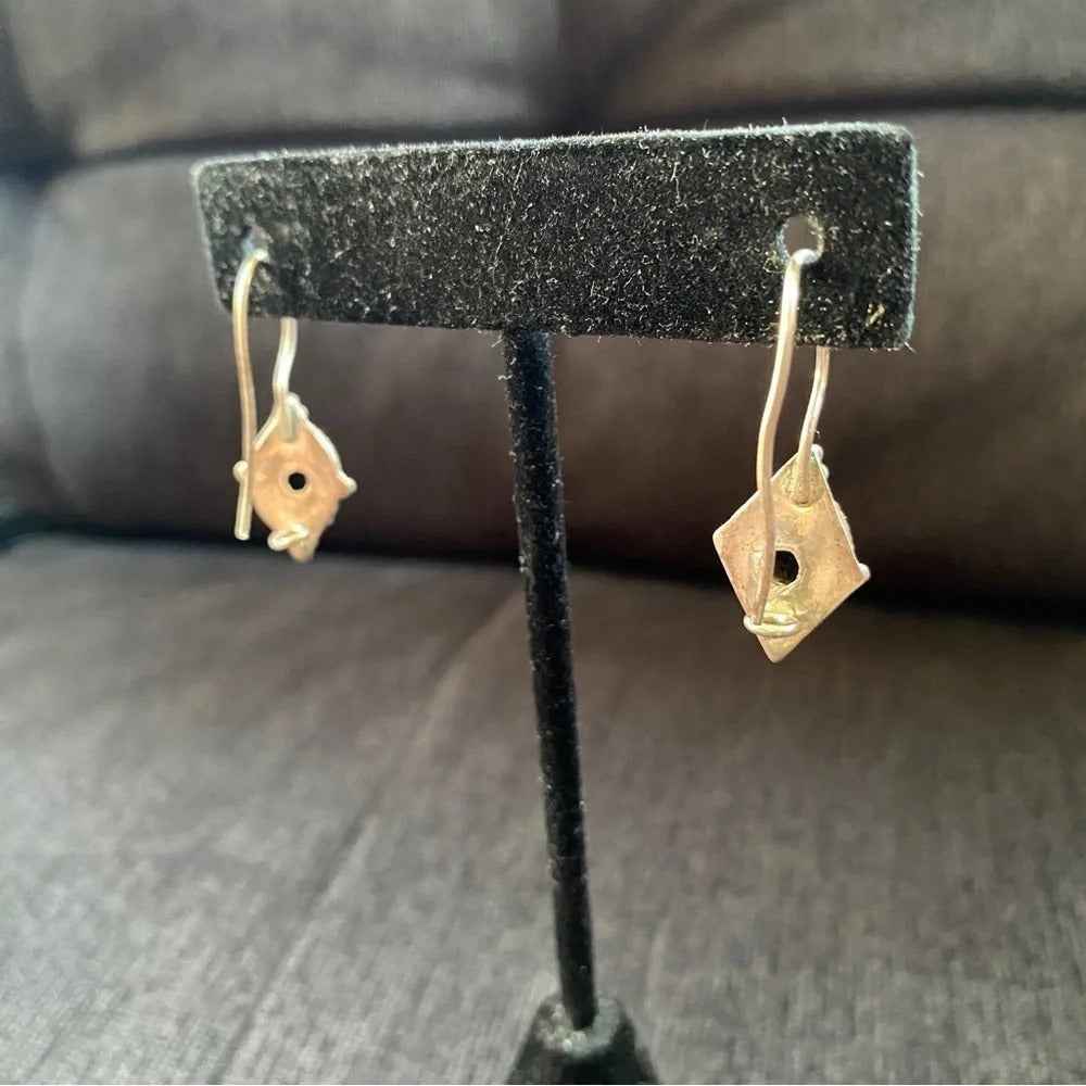 Silver Marked Lapis Lazuli Drop Earrings with Hook Backing