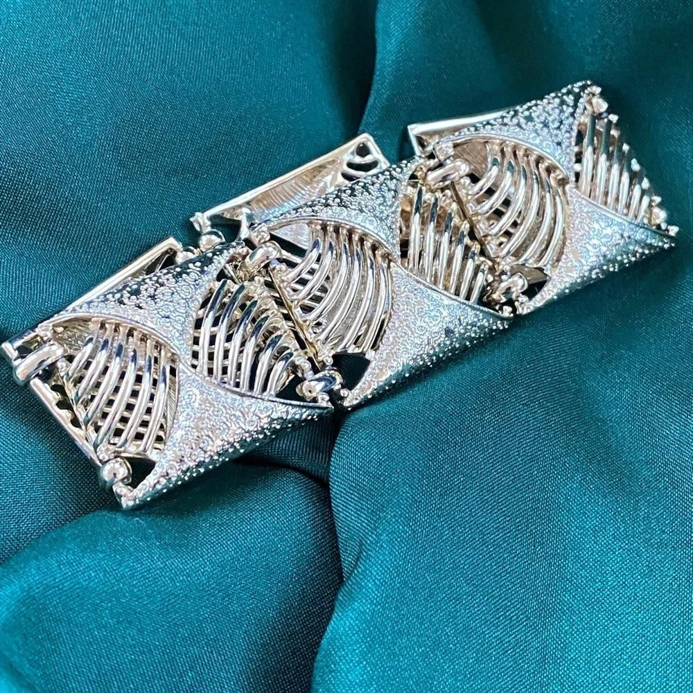 Coro Pegasus Art Deco Brushed Gold Tone Bracelet