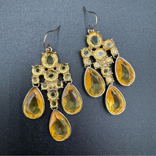 Canary Yellow Citrine Sparkle Earrings Signed Banana Republic