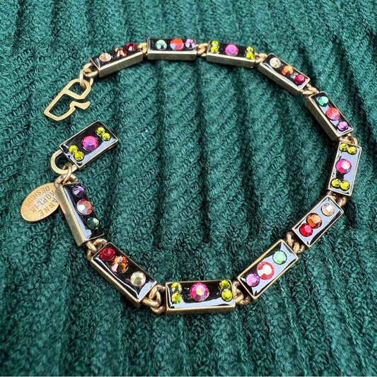 Anne Koplik Vintage Multicolor Rectangular Chain Link Bracelet