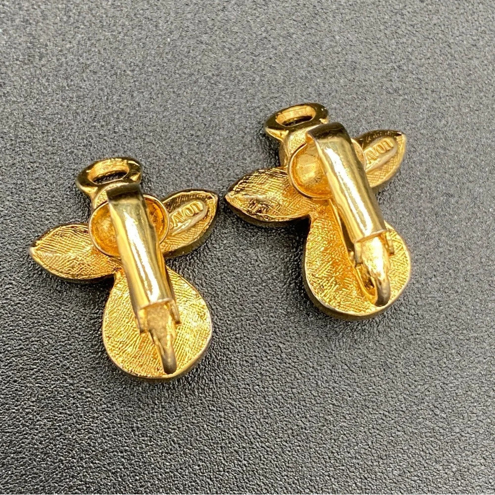 Avon Vintage Angel Pearl and Gold Tone Clip On Earrings