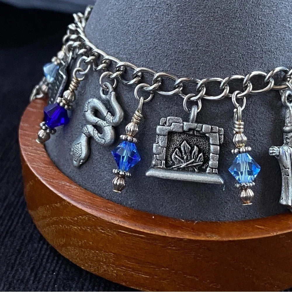 Harry Potter Wizard Witch Inspired Blue & Silver Charm Bracelet