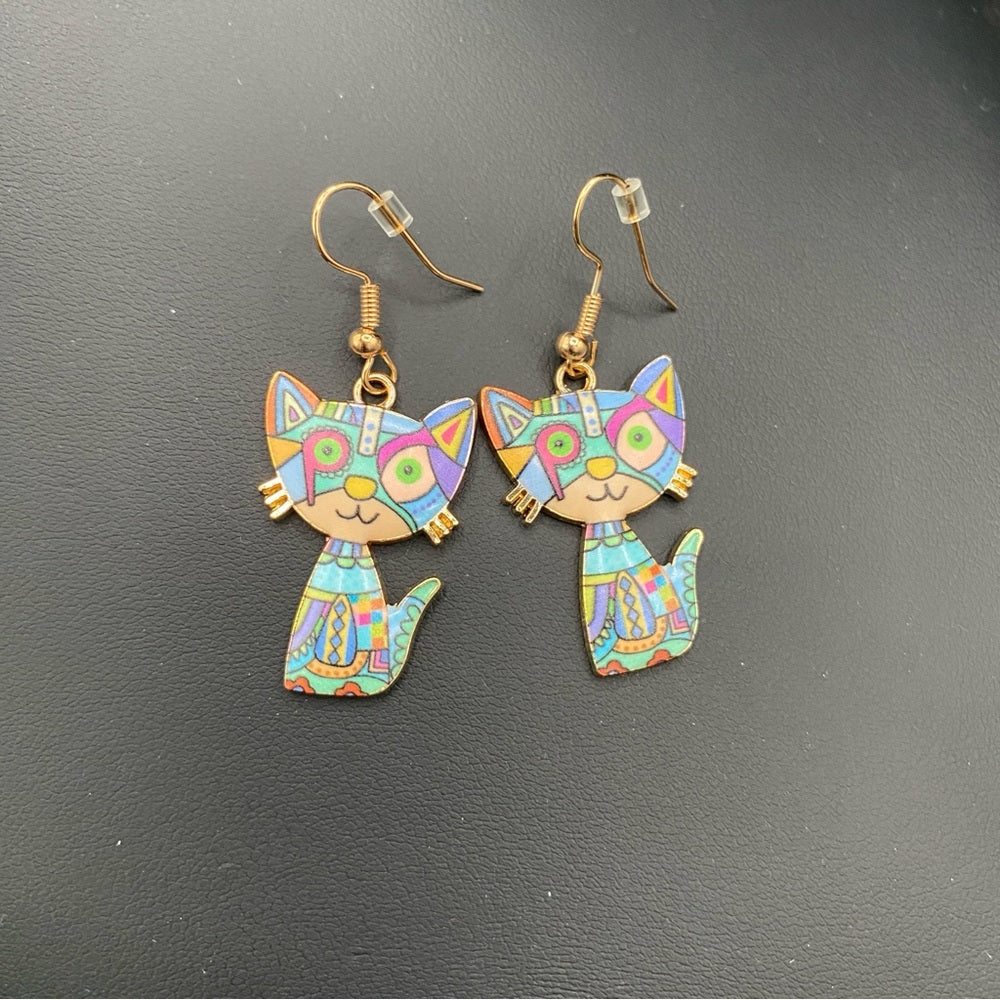 Mosaic Kitty Earrings