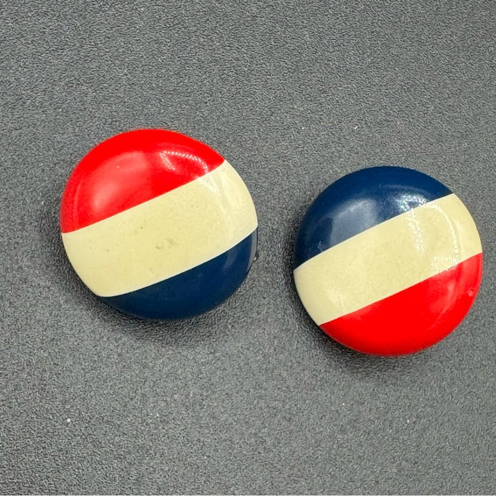 Patriotic Vintage Red White and Blue Enamel Clip On Earrings