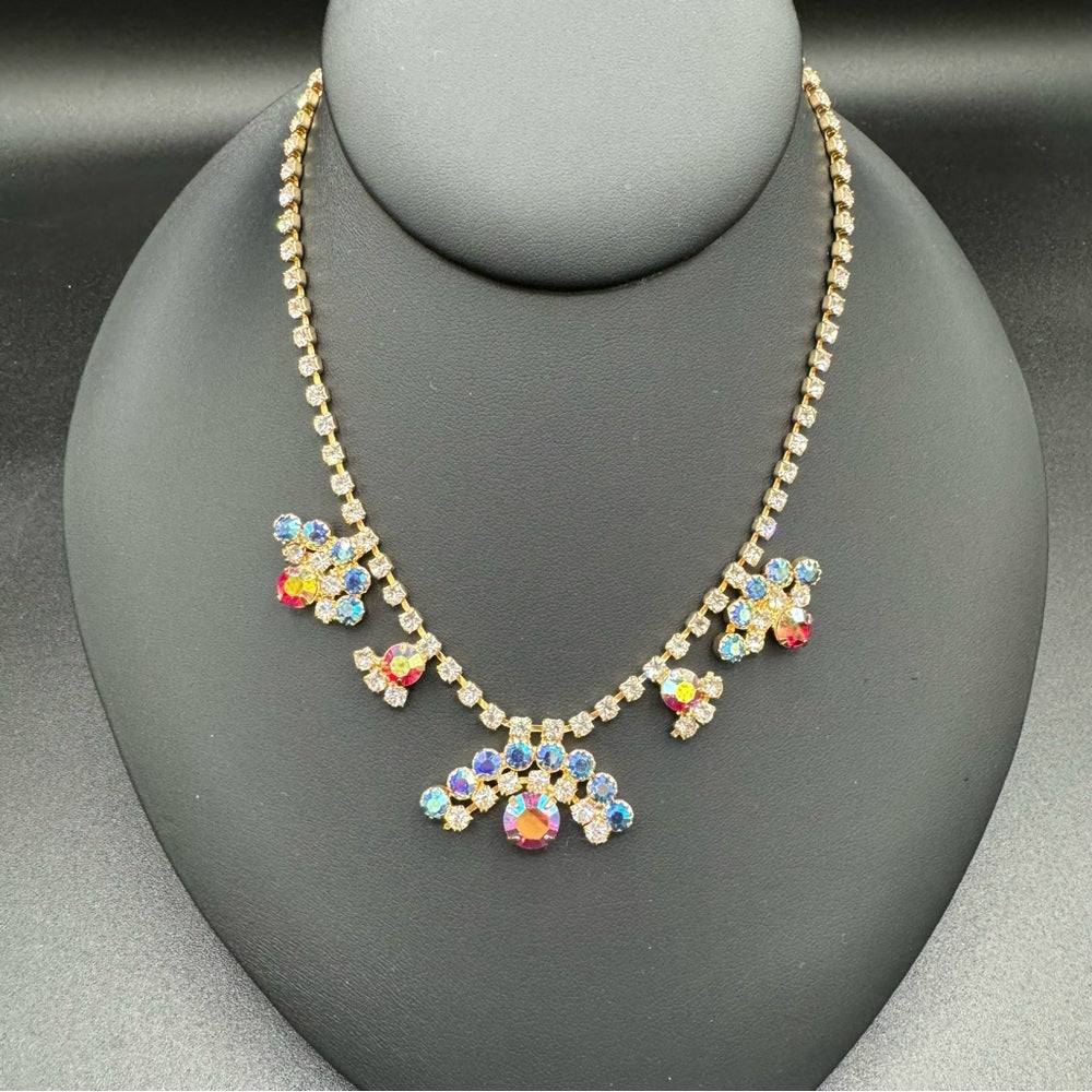 Aurora Borealis Diamante Crystal Necklace