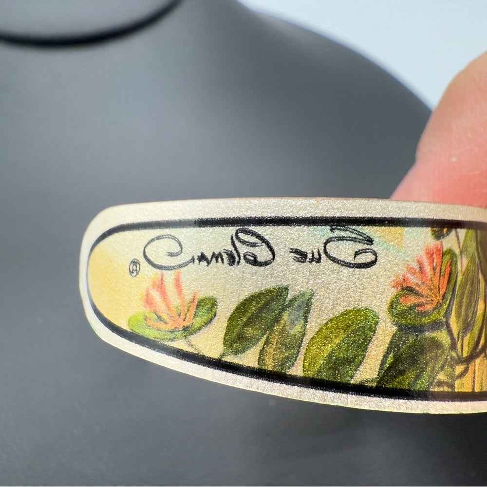 Sue Coleman Artisan Copper Cuff Bracelet with Hummingbird Floral Design Vintage