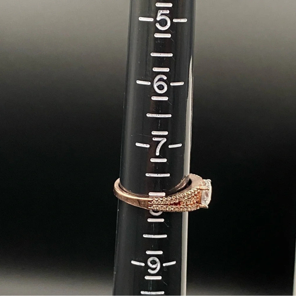 Rose Gold CZ Fashion Ring Size 8