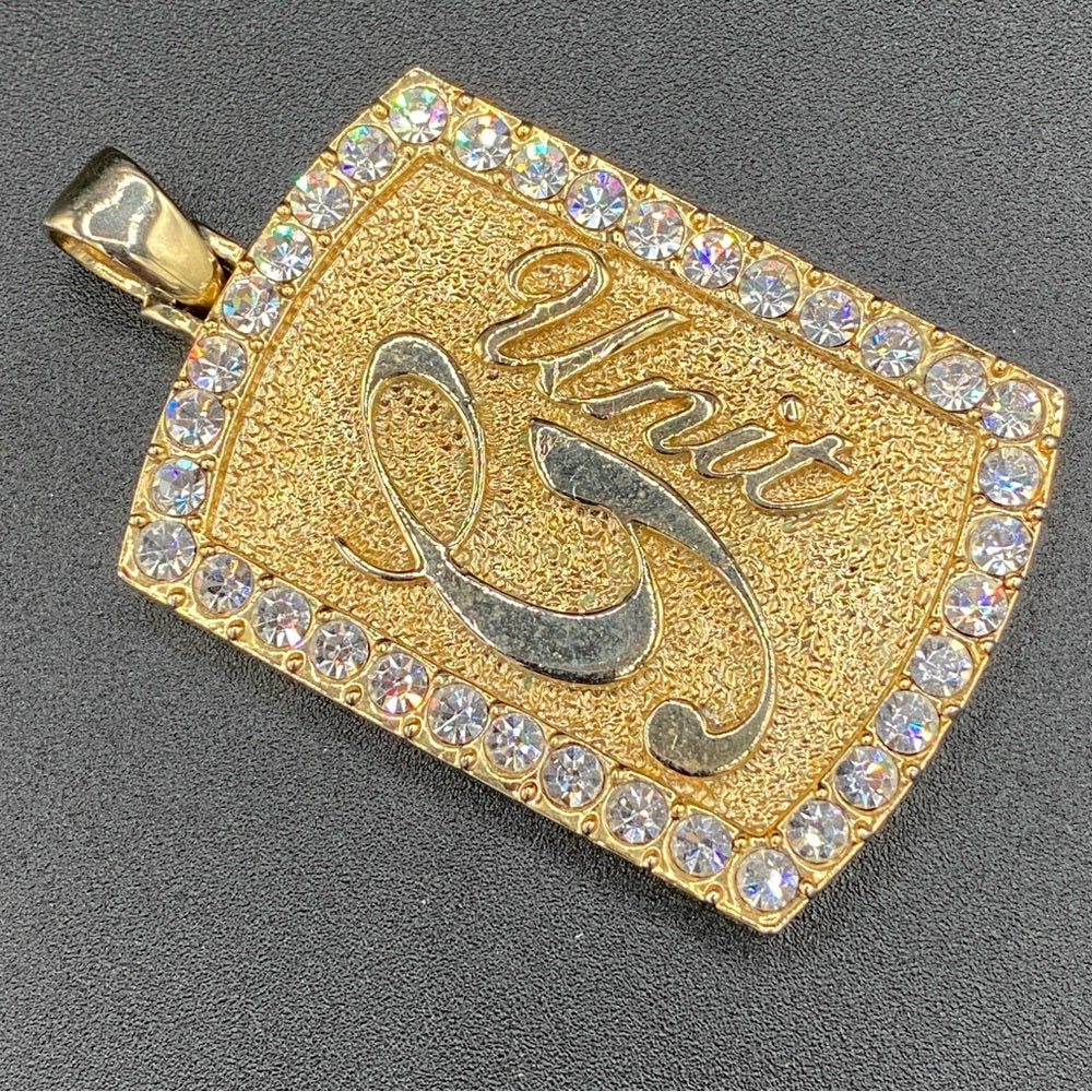 G Unit Gold Tone and Rhinestone Studded Pendant