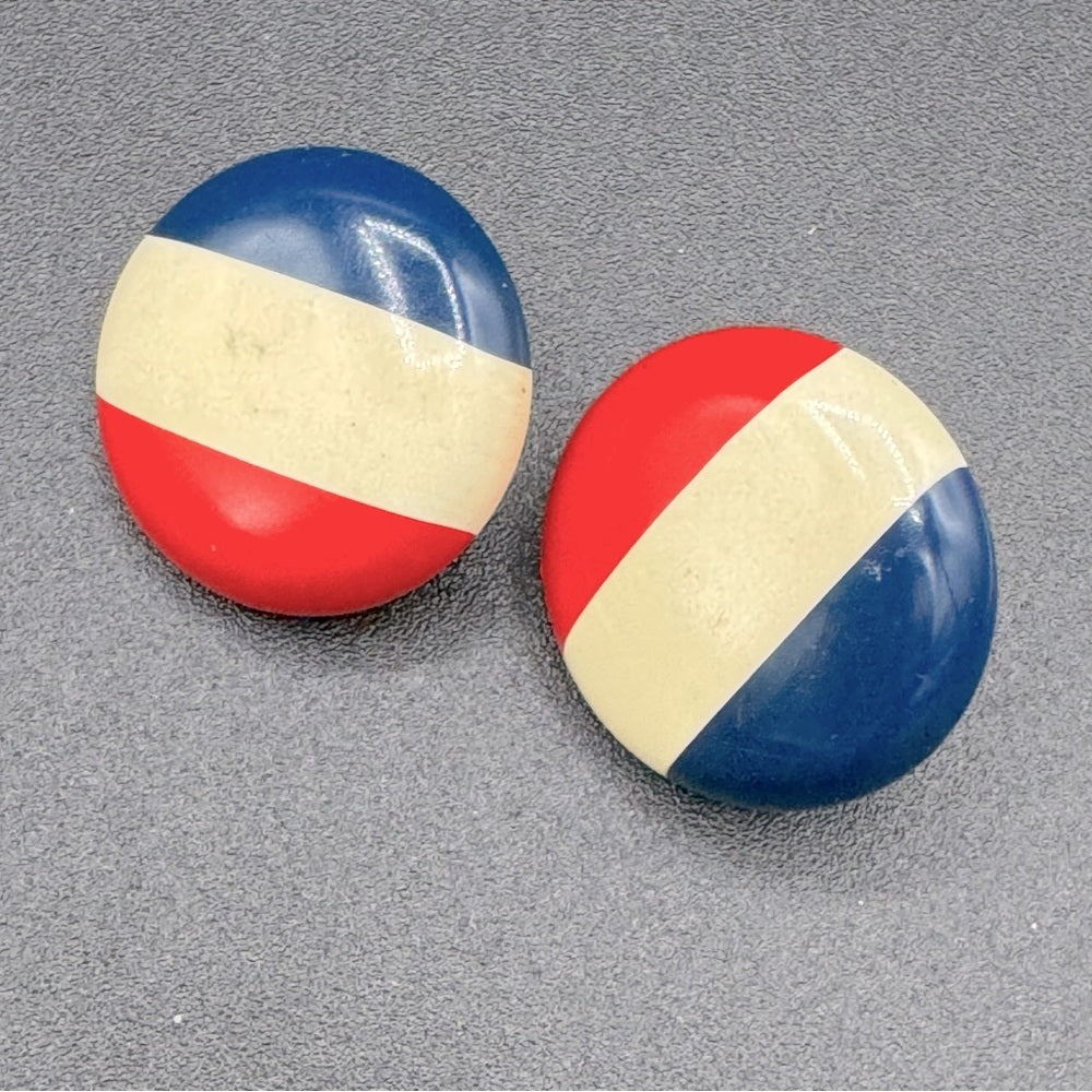 Patriotic Vintage Red White and Blue Enamel Clip On Earrings