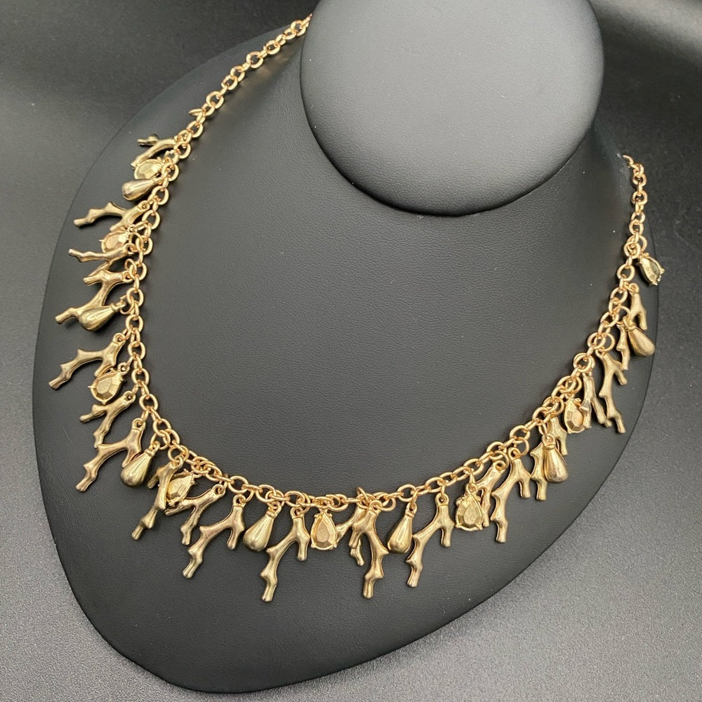 Gold Tone Coral Beach Necklace