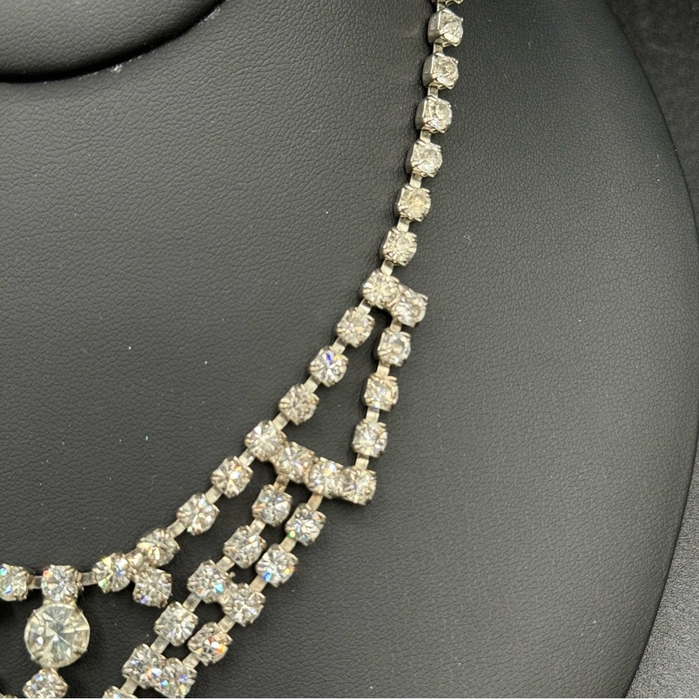 Ornate Rhinestone 1940s Glam Necklace