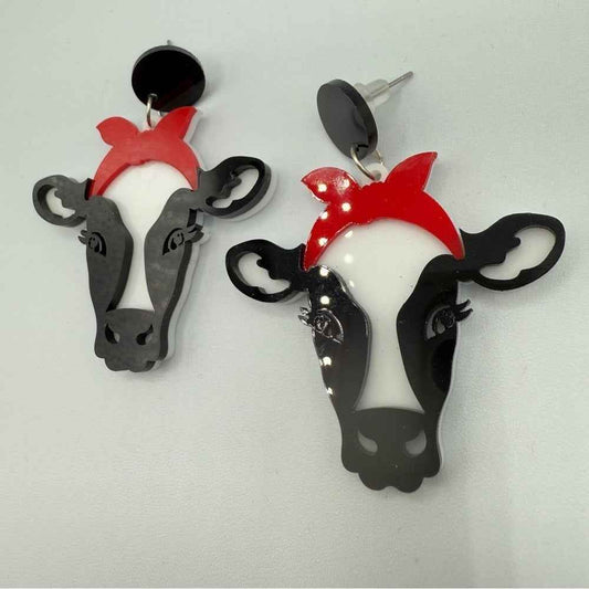 Milkmaid Dairy Cow Retro Acrylic Earrings