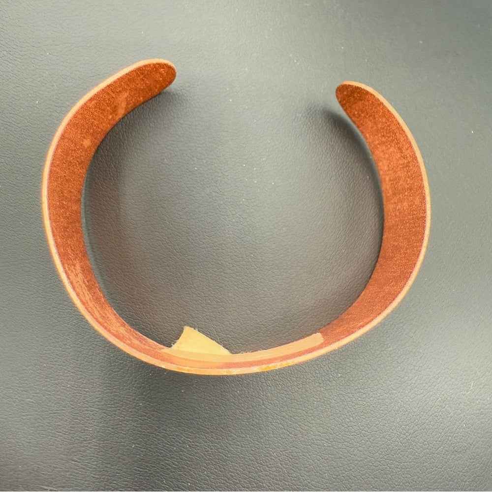 Sue Coleman Artisan Copper Cuff Bracelet with Hummingbird Floral Design Vintage