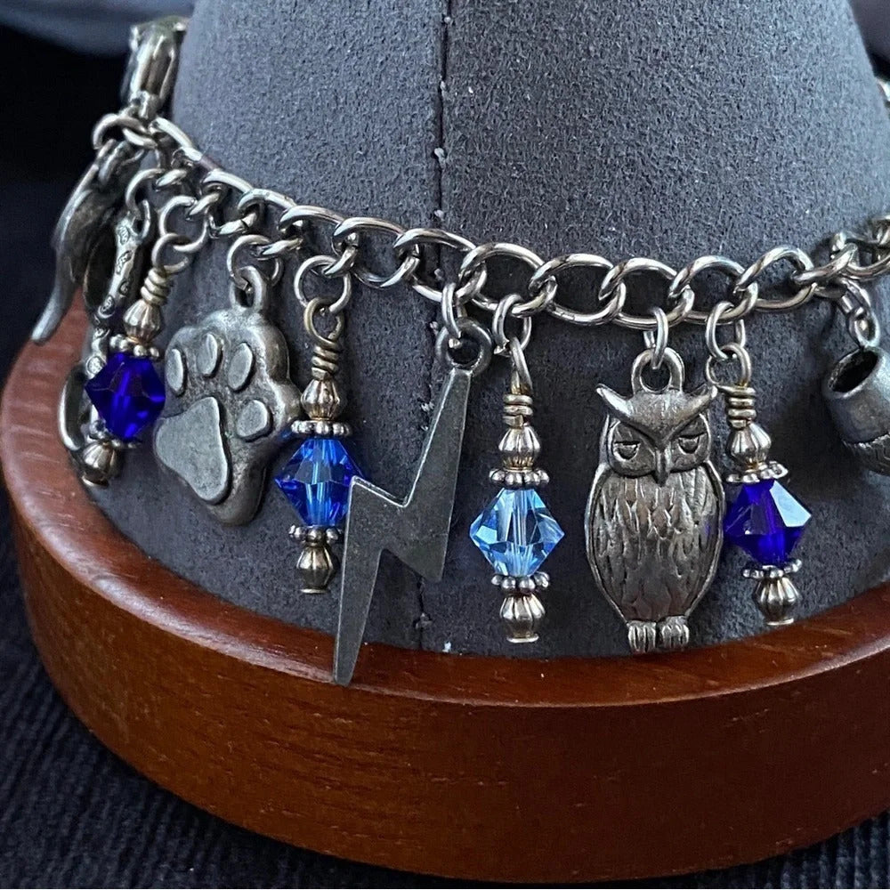 Harry Potter Wizard Witch Inspired Blue & Silver Charm Bracelet