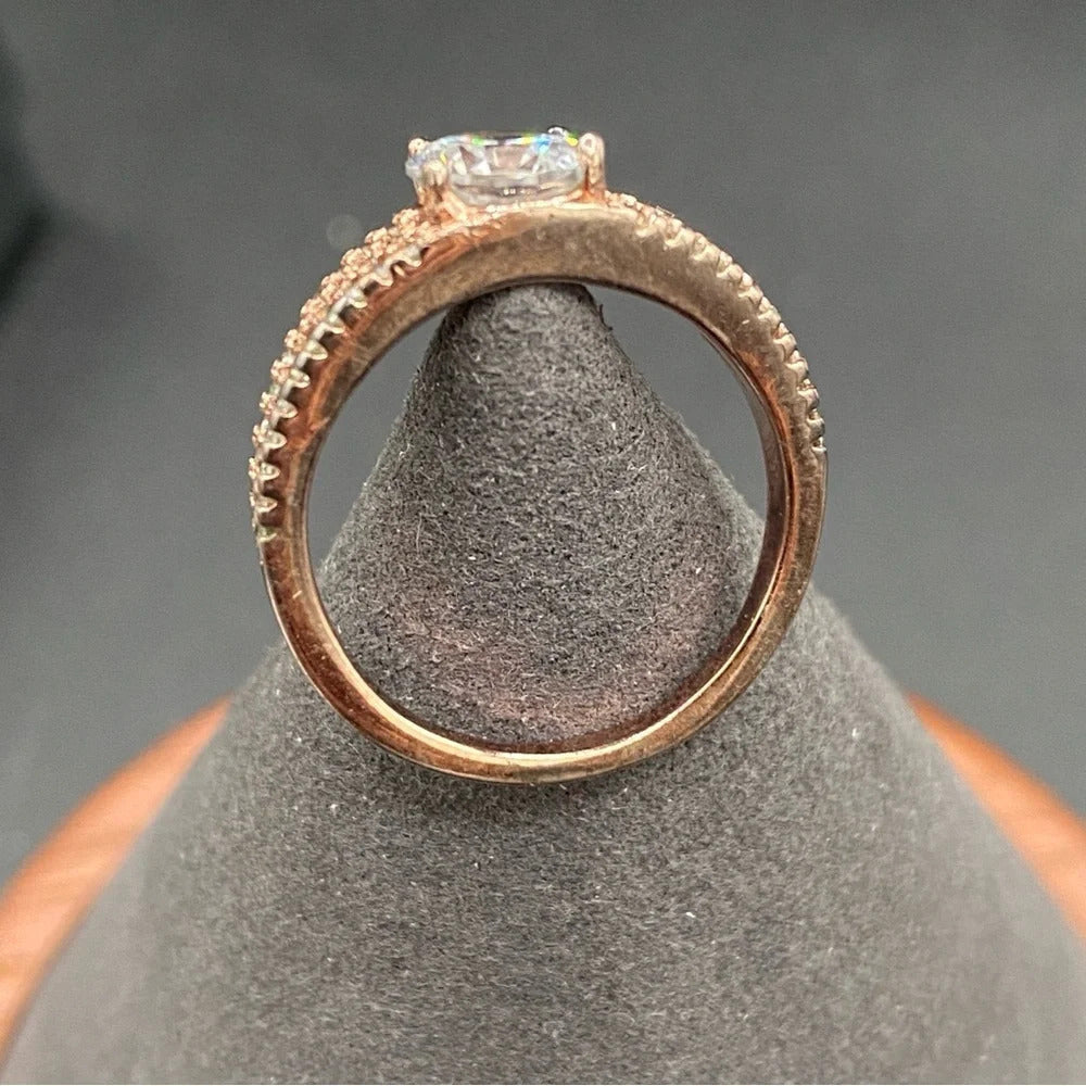 Rose Gold CZ Fashion Ring Size 8