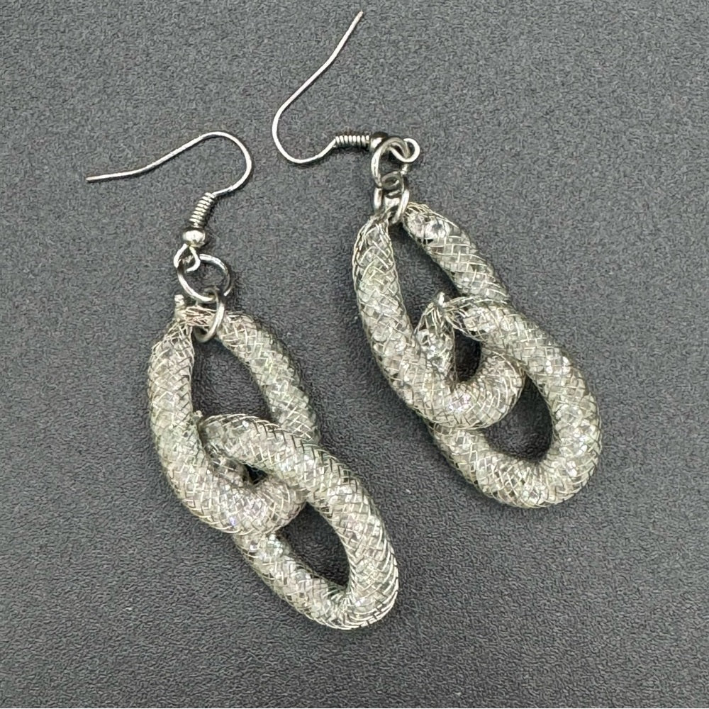 Sparkly Rhinestone Enclosed Mesh Party Earrings