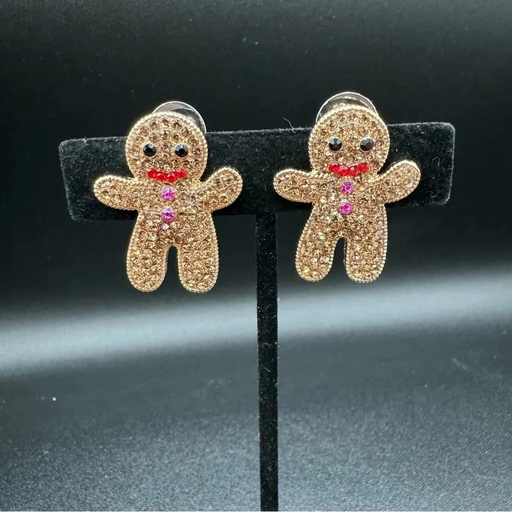 Adorable Gingerbread Festive Christmas Earrings Pierced