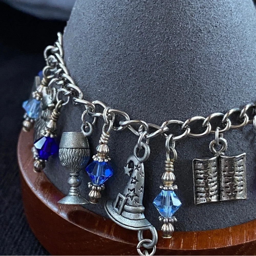 Harry Potter Wizard Witch Inspired Blue & Silver Charm Bracelet