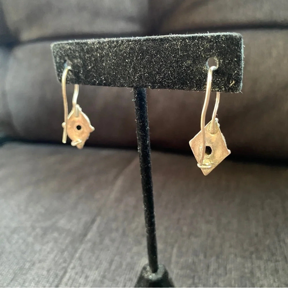 Silver Marked Lapis Lazuli Drop Earrings with Hook Backing