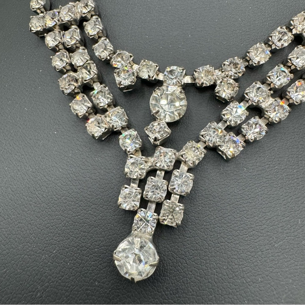 Ornate Rhinestone 1940s Glam Necklace