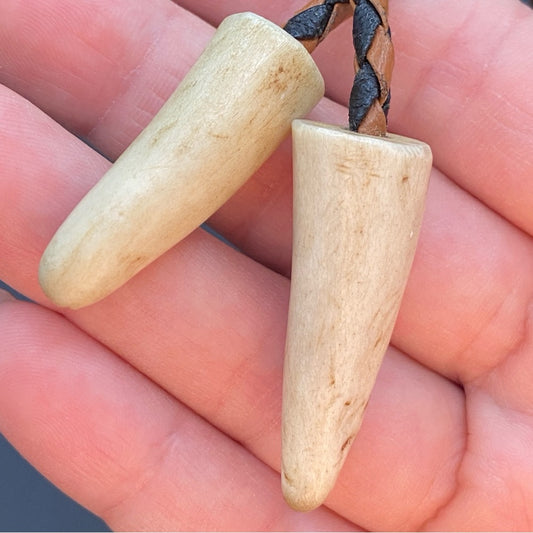 Vintage Bolo Neck Tie with Braided Leather Cord and Carved Horn
