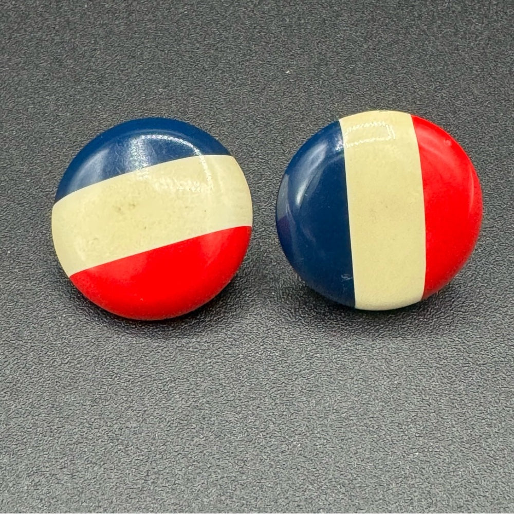 Patriotic Vintage Red White and Blue Enamel Clip On Earrings