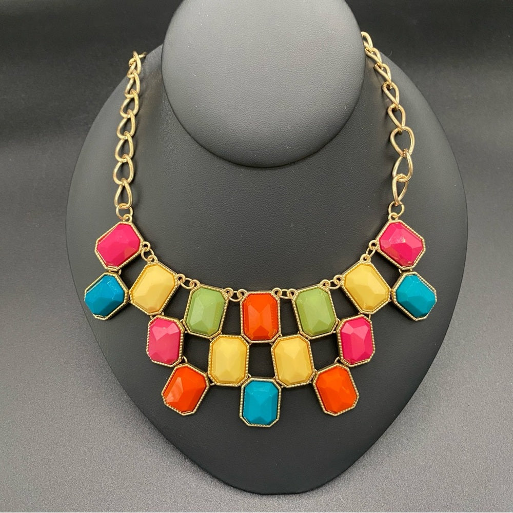 Beautiful Colorful Chunky Bib Necklace