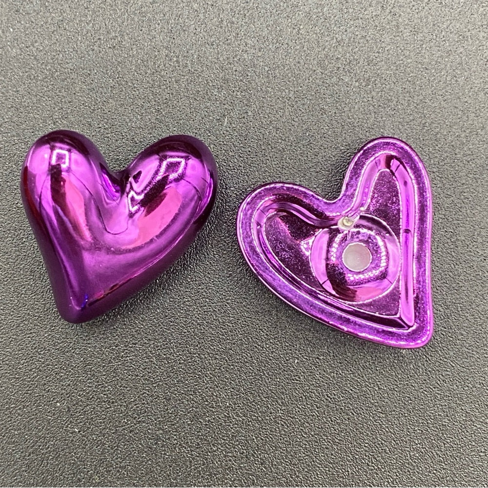 Purple Witches Heart Foil Balloon Style Pierced Earrings