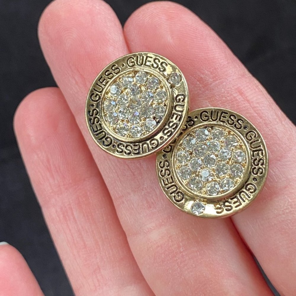 Guess Rhinestone Runway Disc Pierced Earrings