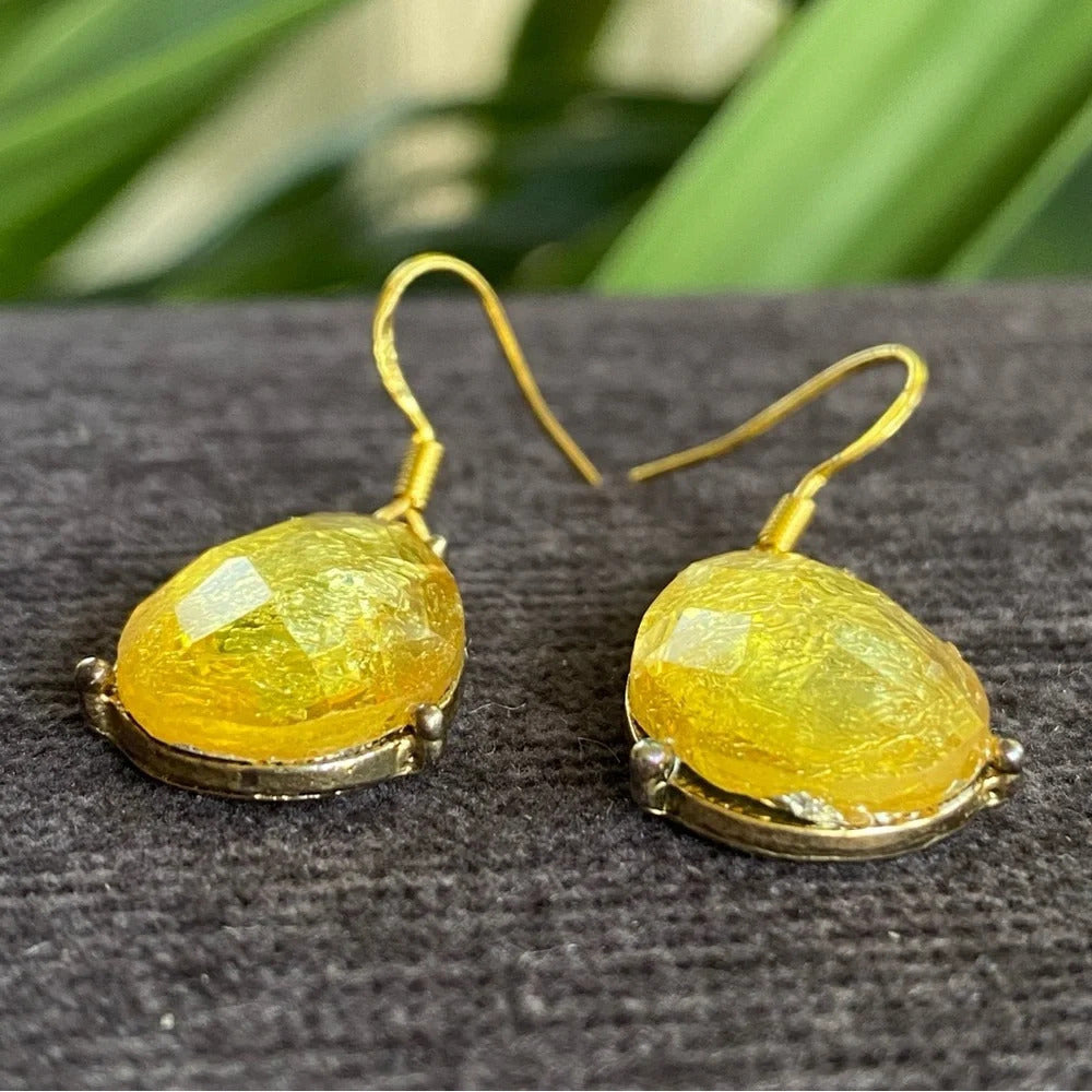 Shimmering Gold Foil Tear Drop Earrings