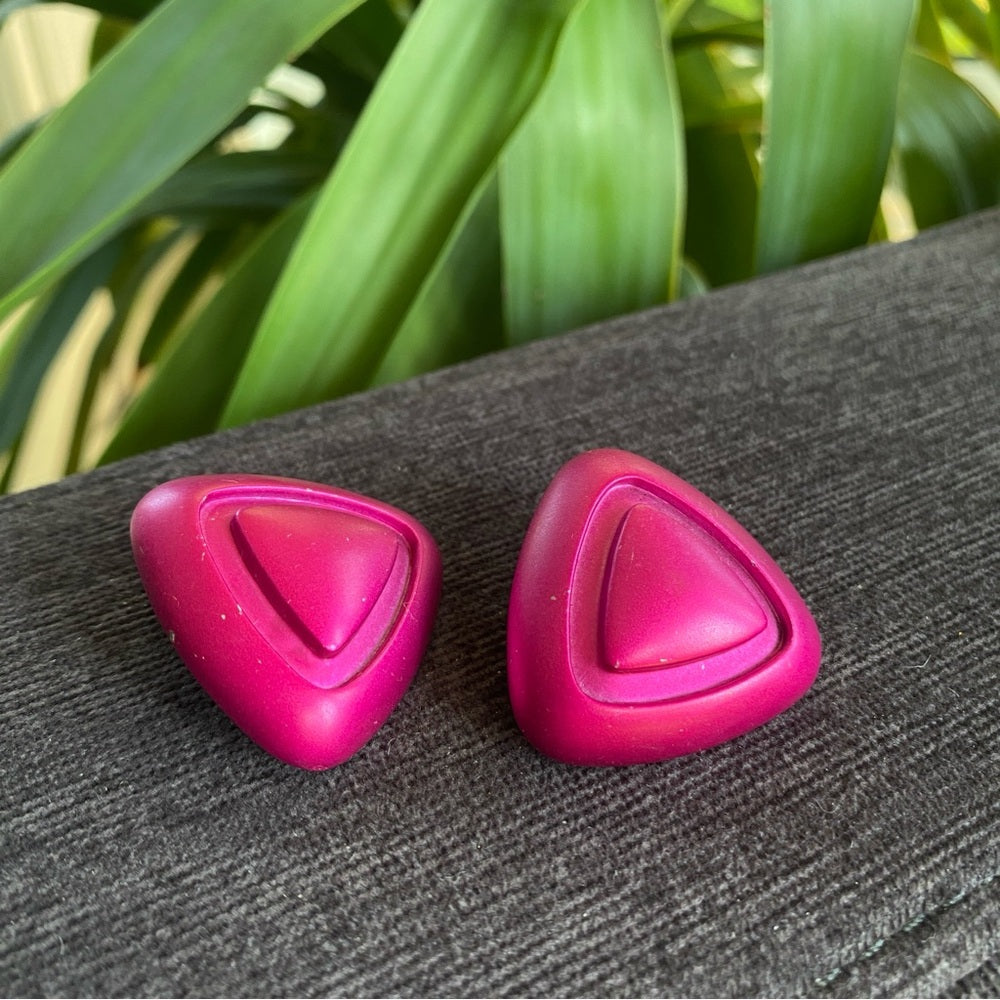 80s Hot Pink Disco Stud Earrings