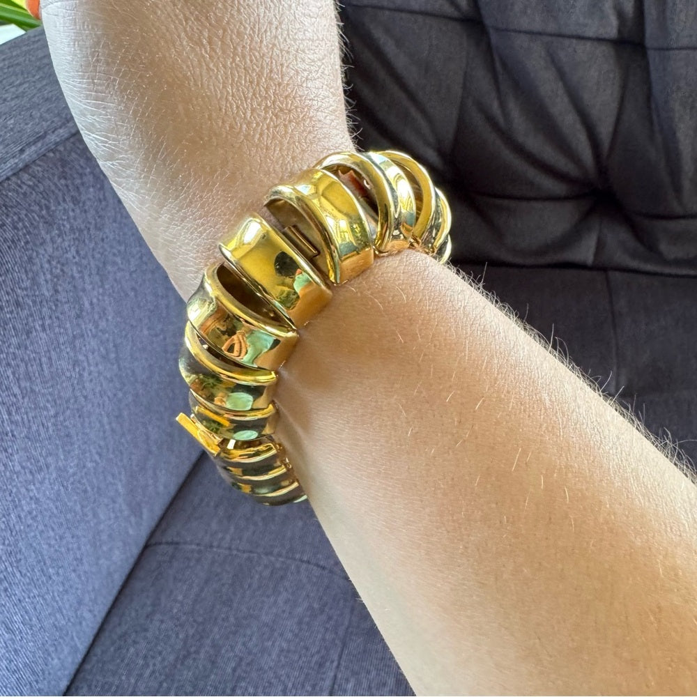 Vintage 1980s Glam Snake Link Chunky Bracelet