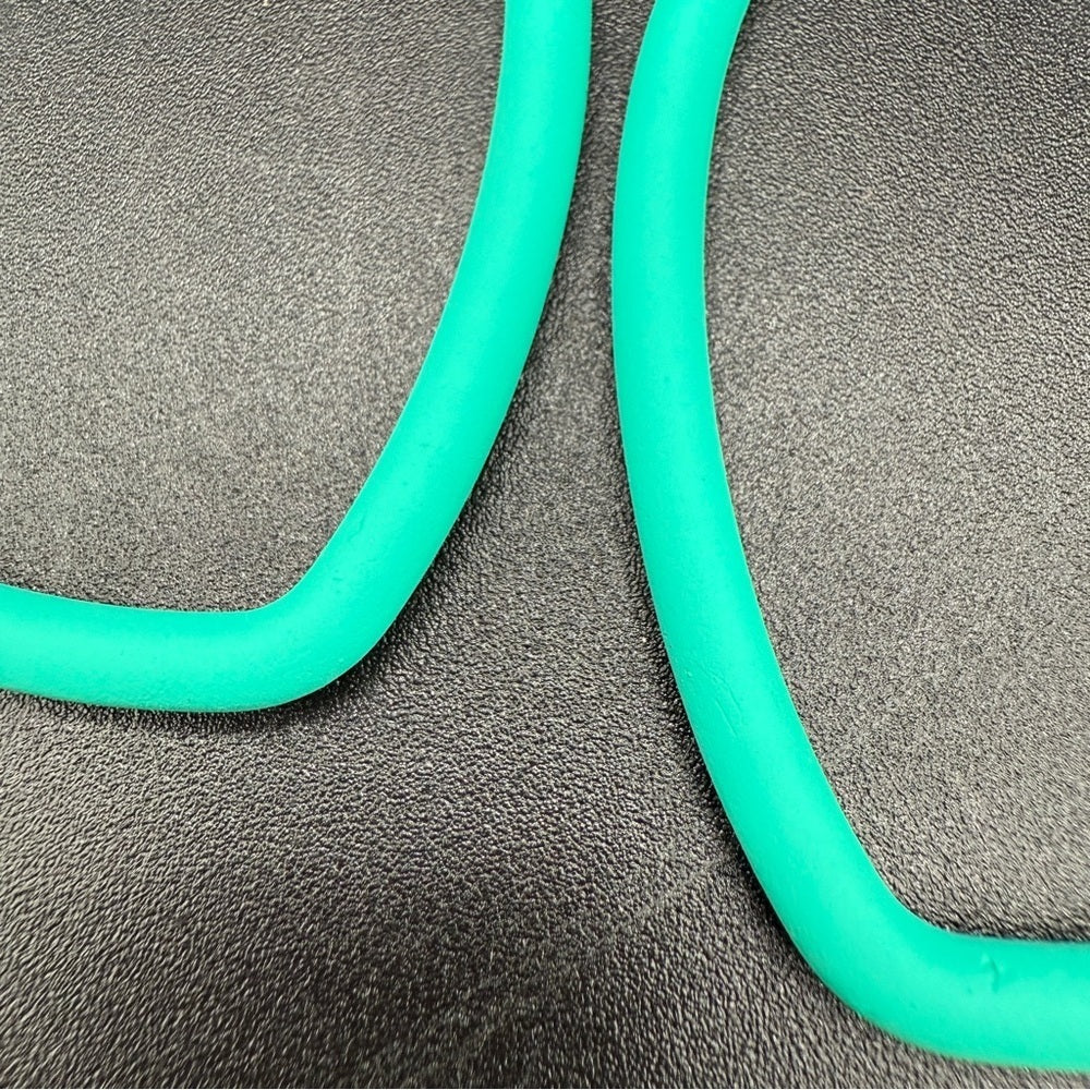 Large Teal Green Heart Hoop Earrings — 80s/90s Club Style