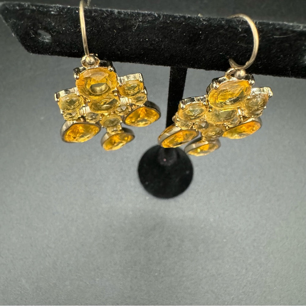 Canary Yellow Citrine Sparkle Earrings Signed Banana Republic