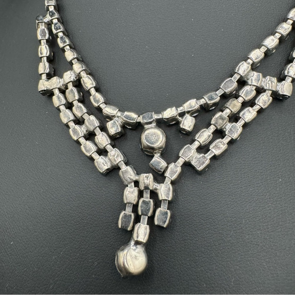 Ornate Rhinestone 1940s Glam Necklace